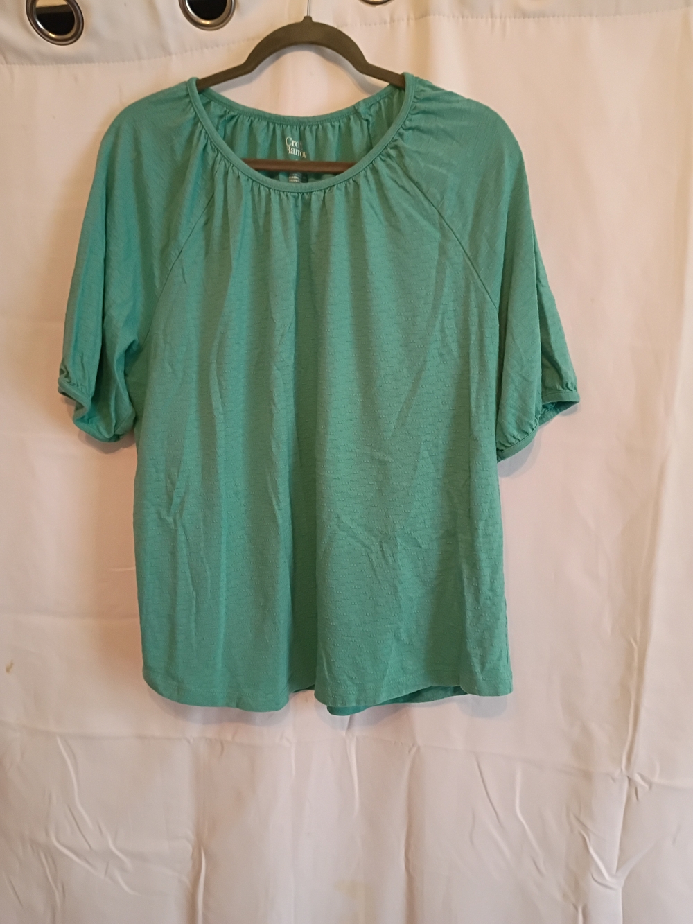 Croft And Barrow Size Xxl Green/Blue Short Sleeve Women's Top